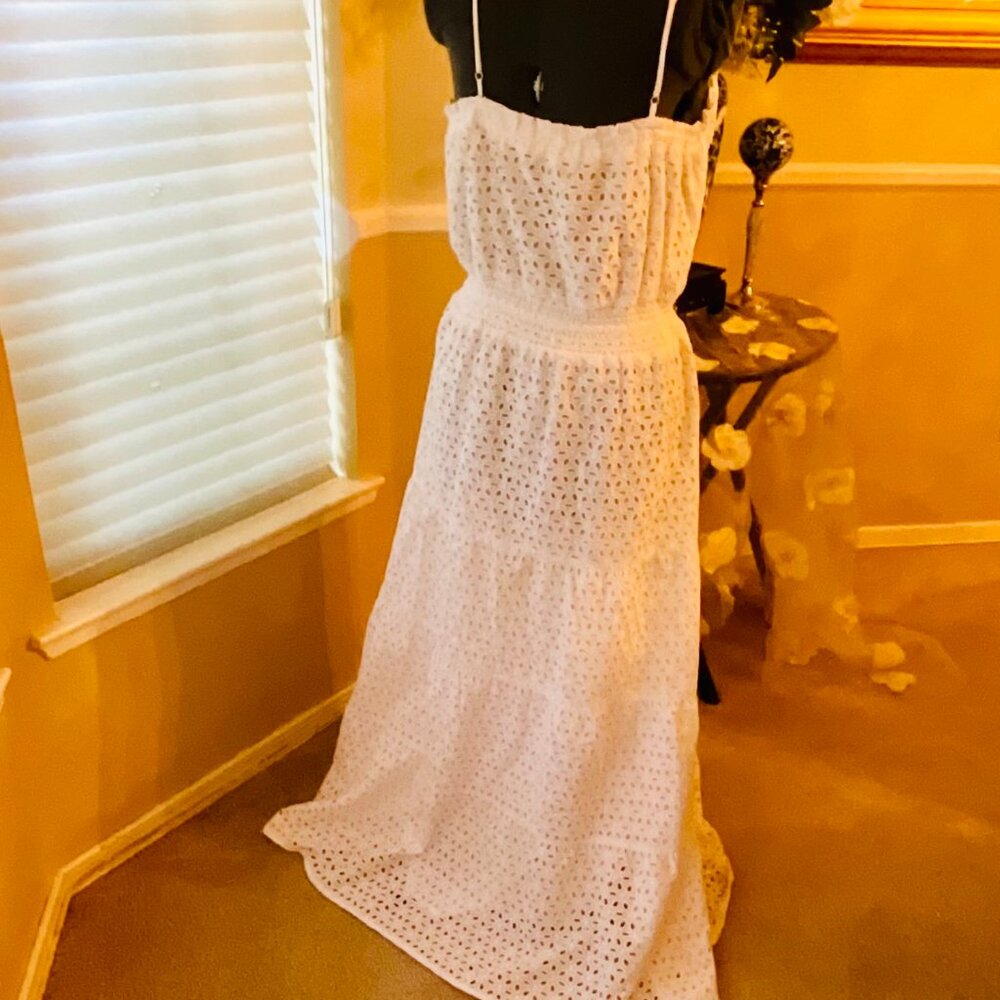 INC International Concepts White Eyelet Maxi Dress - Picture 4 of 7